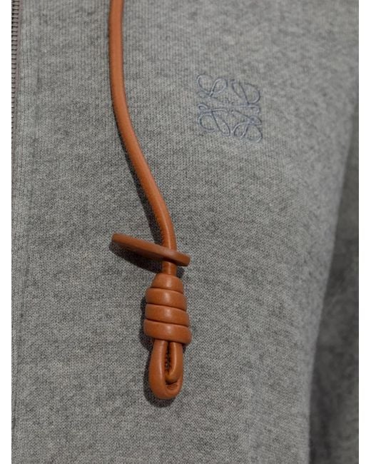 Loewe Gray Hooded Zip-Up Sweatshirt
