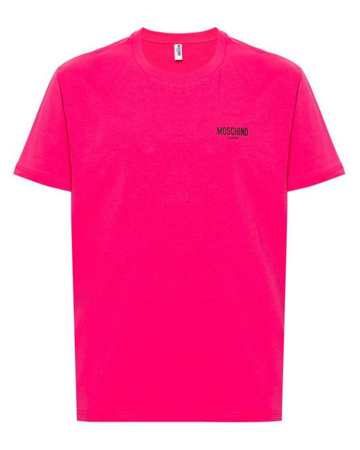 Moschino Pink Logo-print Cotton T-shirt for men