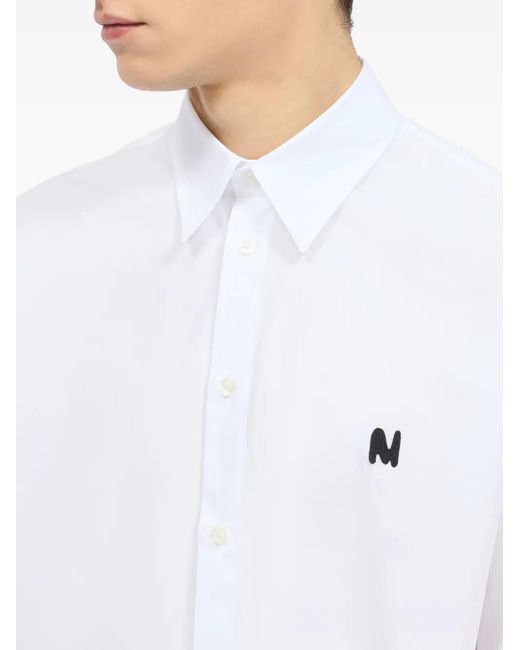 MSGM White Appliqué-Detail Shirt for men