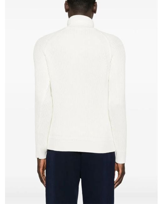 Zanone Gerippter Strickpullover in White für Herren