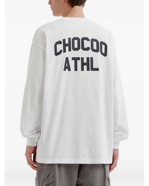 Chocoolate White T-Shirt Longues Manches À Patch Logo for men