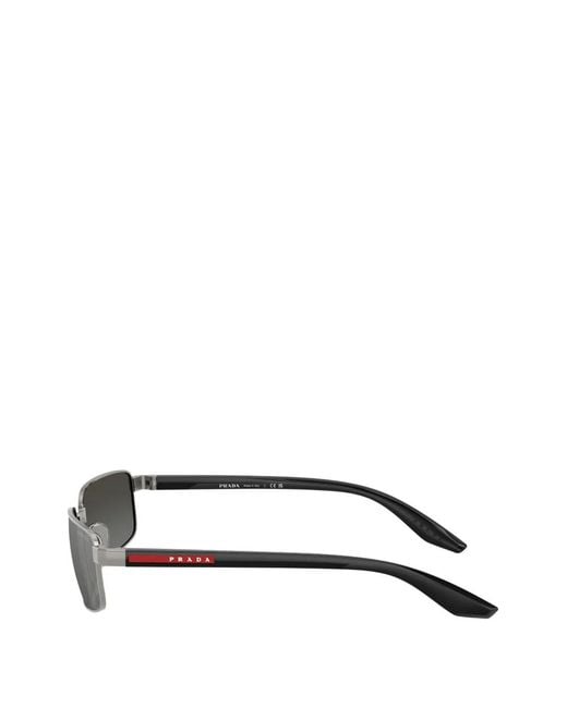Prada Linea Rossa Gray Rectangle-Frame Sunglasses for men
