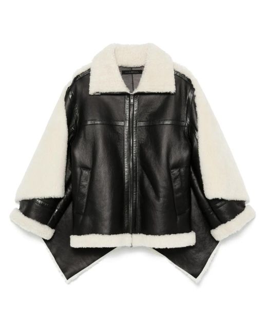 ALAINPAUL Black Shearling-Cape Jacket