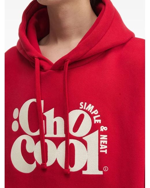 Chocoolate Red Logo-Print Hoodie for men