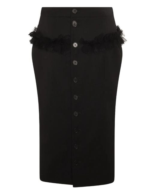 McQueen Black Button-Front Ruffled Skirt