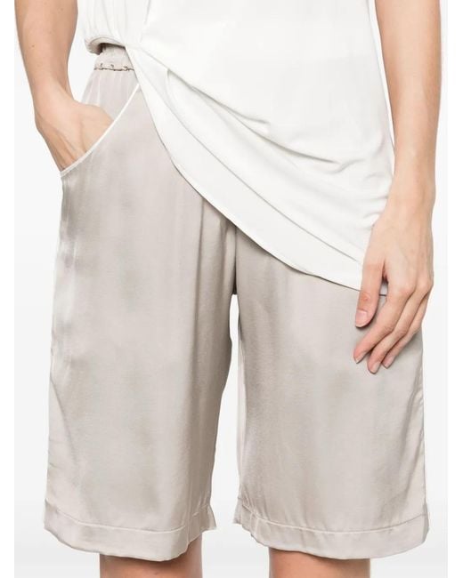 Akep White Satin Shorts