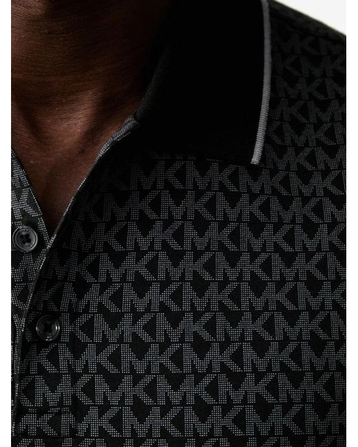 Michael Kors Black Signature Logo Cotton Jersey Polo Shirt for men