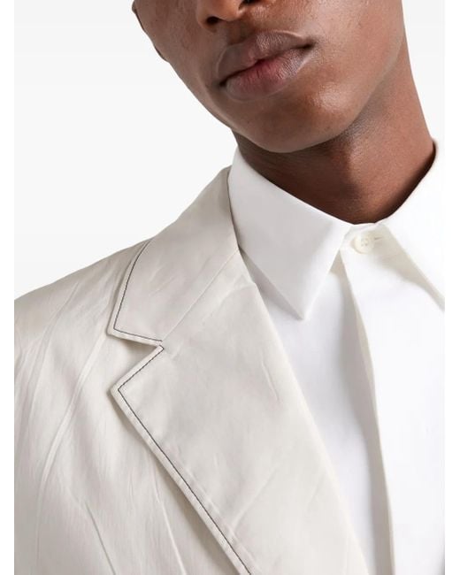 Prada White Single-Breasted Cotton Jacket for men