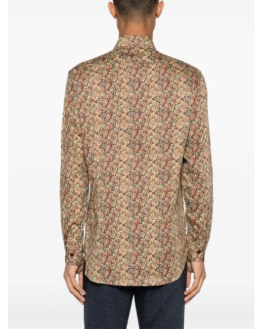 Etro Brown Chemise En Coton À Imprimé Graphique for men