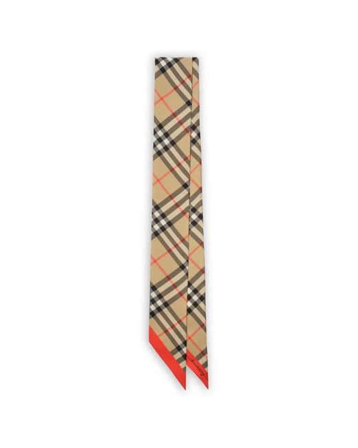 Burberry White Skinny Contraste Check Foulard En Soie