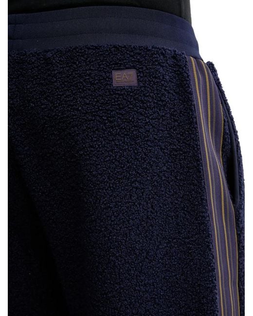 EA7 Blue Striped Track Pants for men