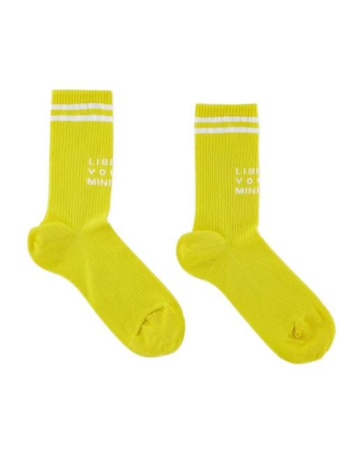 Liberal Youth Ministry Yellow Stripe-Detail Socks for men