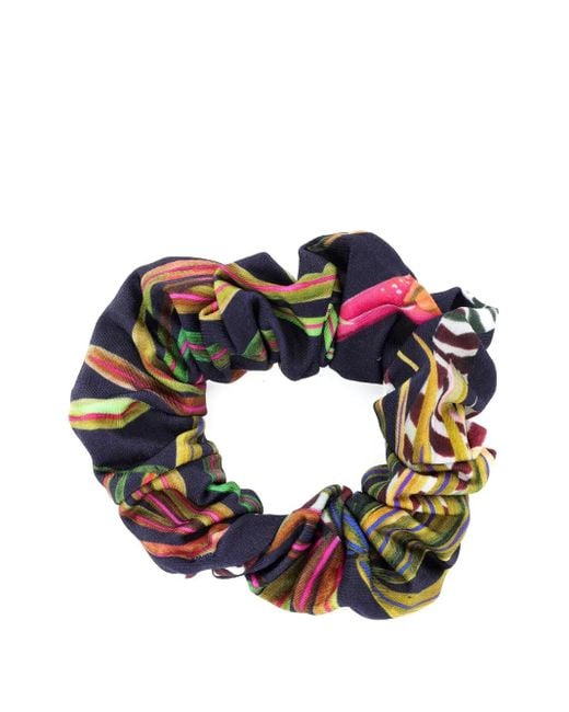 Lygia & Nanny Zijden Scrunchie Met Patroon in het Blue