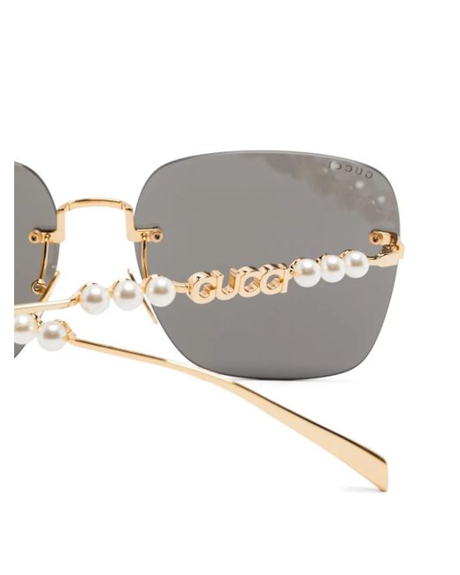 Gucci Gray Square-Frame Sunglasses