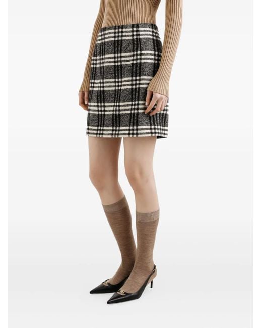 Dolce & Gabbana Black Wool Blend Check Skirt