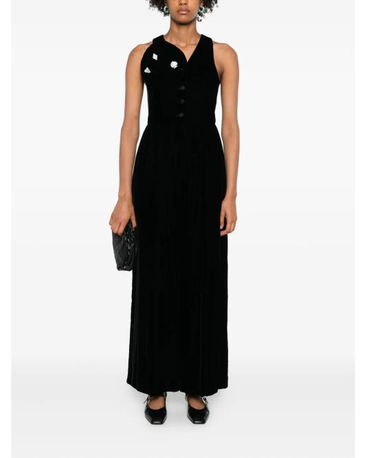 Emporio Armani Black Button-Fastening V-Neck Jumpsuit