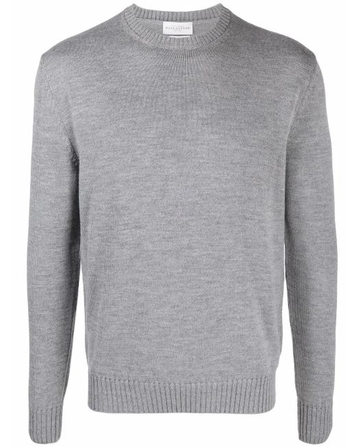 Ballantyne Gray Ribbed-Knit Wool Jumper for men