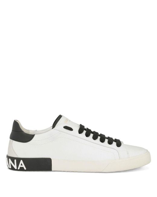 Dolce & Gabbana Nappa Lederen Portofino Sneakers in het White voor heren