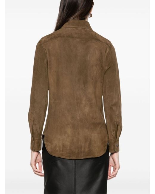 Tom Ford Brown Long-sleeve Suede Shirt