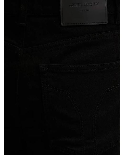 Miss Sixty Black Logo-Patch Mid-Rise Straight-Leg Jeans