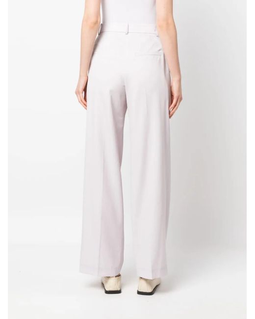 Low Classic White Pleat-Detail Cotton Tailored Trousers