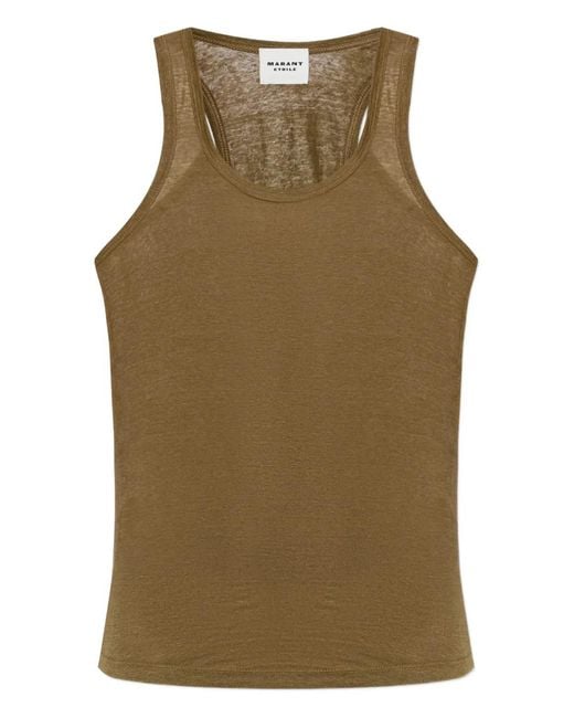 Isabel Marant Green Linen Tank Top