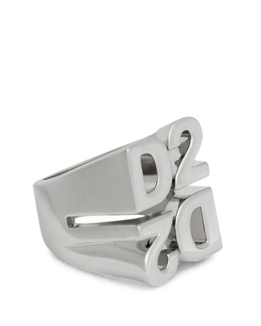 DSquared² White D2-Upside-Down Ring for men