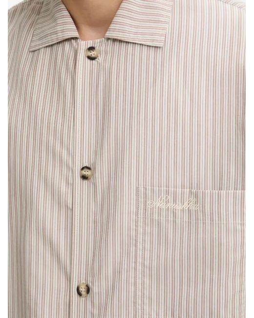 Nanushka Natural Striped Logo-Embroidered Shirt for men