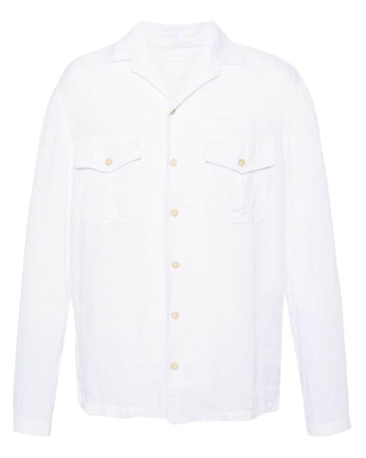 Chemise en lin à col officier 120% Lino pour homme en coloris White