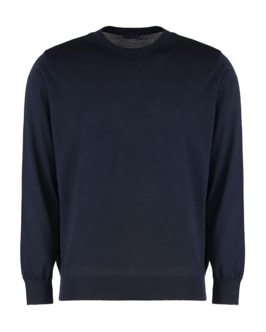 Paul & Shark Blue Embroidered Crew-Neck Sweater for men