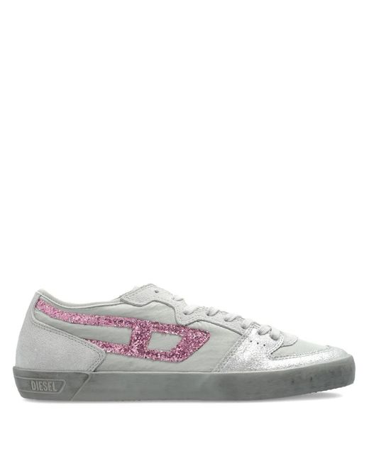 DIESEL Gray S-Leroji Glitter-Stripe Sneakers