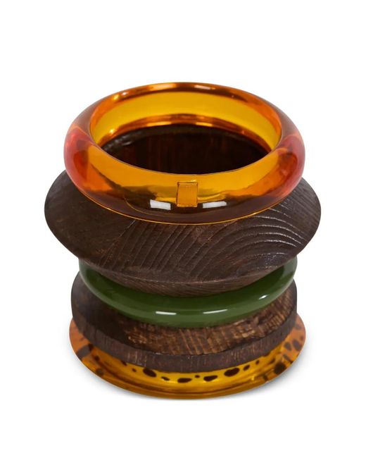 Balmain Orange Geometric Bangle Bracelets Set
