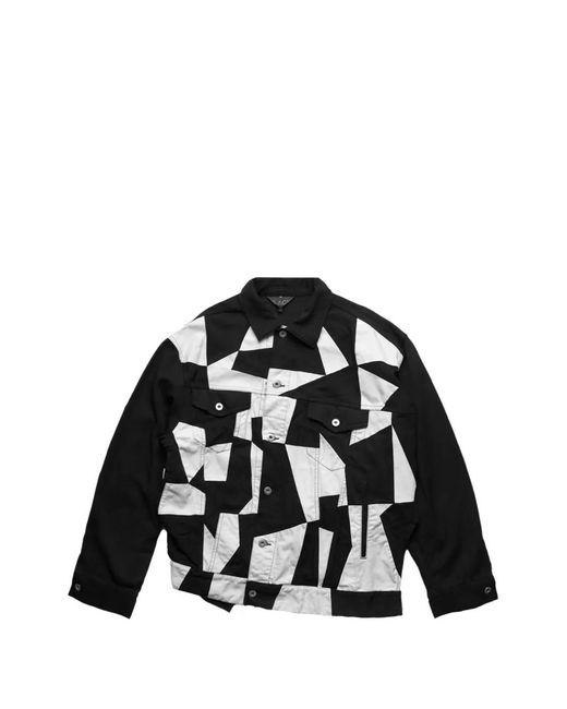 COMME DES GARÇON BLACK Black Patchwork Twisted Denim Jacket for men