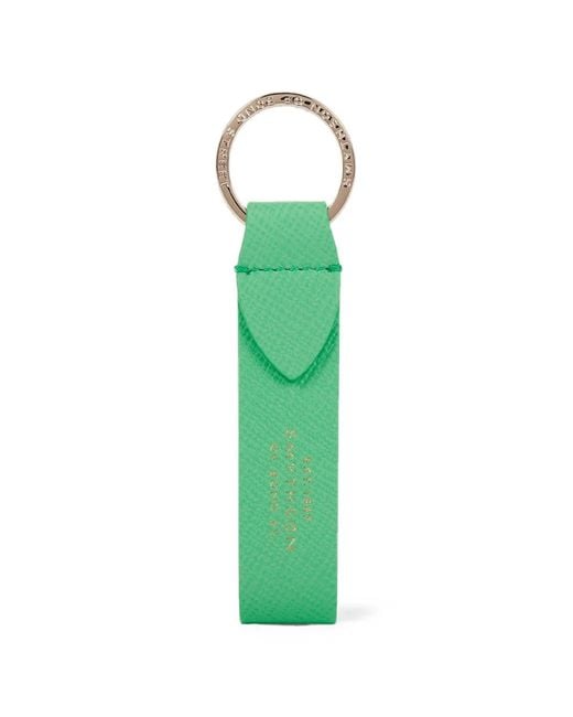 Smythson Green Panama Leather Strap Keyring