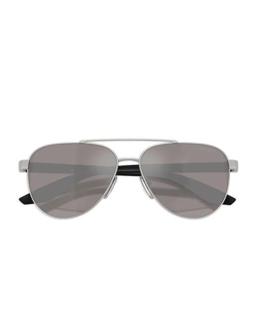 Prada Linea Rossa Gray Pilot-Frame Sunglasses for men