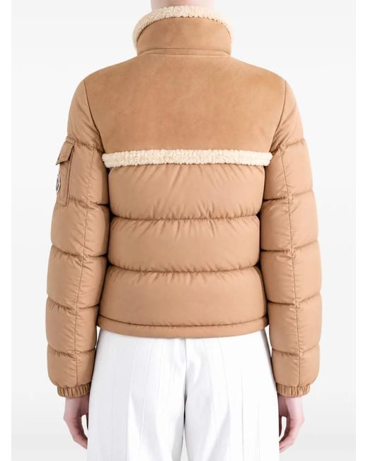 Moncler Natural Aurore Shearling-Trim Panelled Jacket