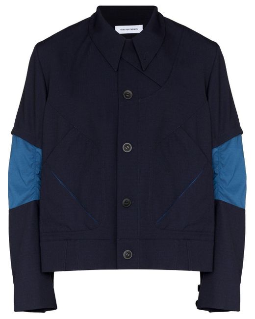 Kiko Kostadinov Satin Kassel Asymmetric Buttoned Jacket in Blue for Men ...