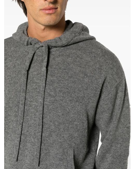 Roberto Collina Gray Mélange-Effect Merino-Blend Knitted Hoodie for men
