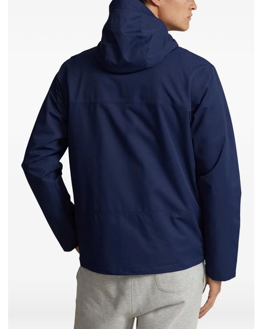 Polo Ralph Lauren Blue Hooded Logo-Embroidered Jacket for men
