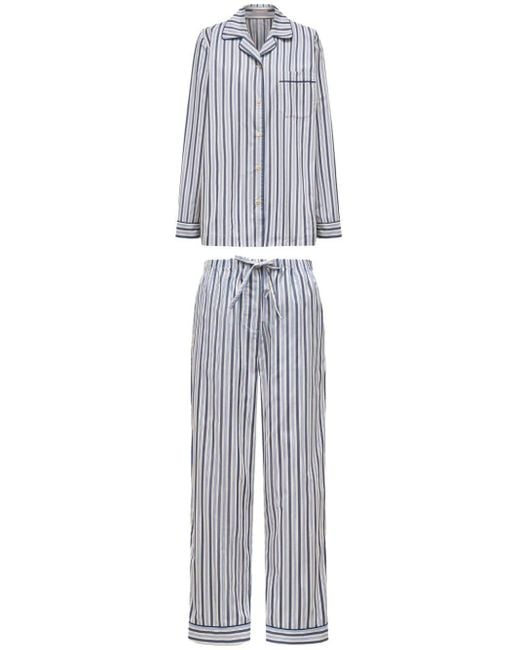 12 STOREEZ White Striped Cotton Pyjama Set