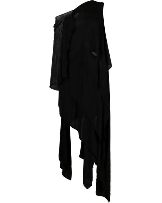 Yohji Yamamoto Black Asymmetric Cotton-Blend Dress
