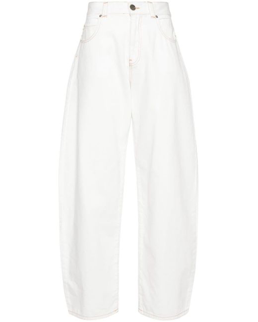 Pinko White Motif-embroidered Jeans