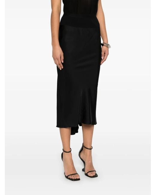 Rick Owens Black Bias Midi Skirt