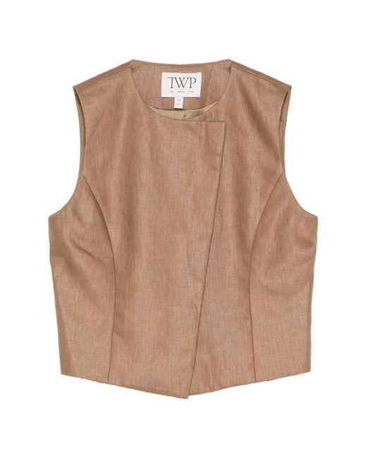 Twp Brown Asymmetric Sleeveless Top