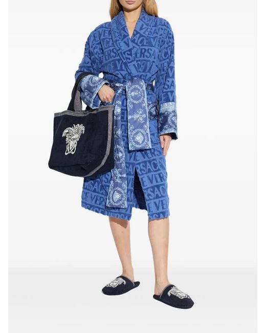 Versace White Chaussons En Éponge À Motif En Jacquard