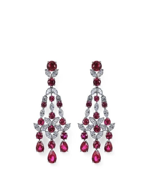 Fantasia by Deserio White Ruby Cubic Zirconia Chandelier Earrings