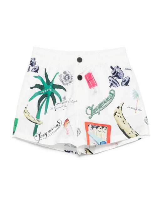 Jacquemus White Le Maillot Puntini Swim Shorts for men