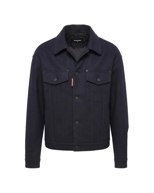 DSquared² Blue Button-Up Wool Jacket for men