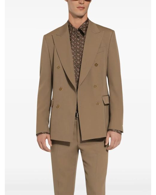 Dolce & Gabbana Brown Double-Breasted Peak Lapel Jacket for men