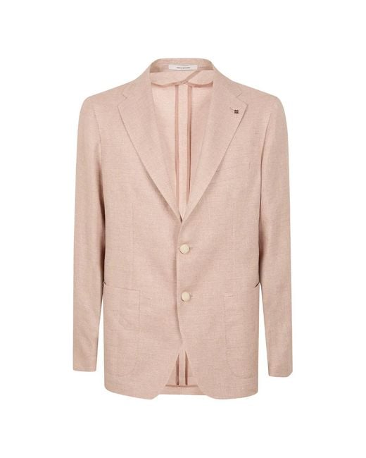 Tagliatore Pink Herringbone-Weave Blazer for men